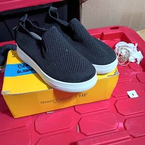 Henry Ferrera Black Knit Slip-On Sneakers